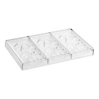 Pavoni 3 Compartment Polycarbonate Crush Chocolate Bar Mold PC5002FR - 6 1/8" x 3 1/16" x 3/8" Cavities