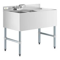 Regency 2 Bowl Underbar Sink with Faucet and Drainboard - 36" x 21"