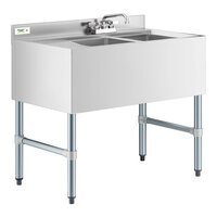 Regency 2 Bowl Underbar Sink with Faucet and Drainboard - 36" x 21"