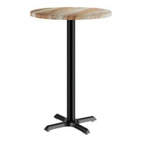 Lancaster Table & Seating 30" Round Thermo-Formed MDF Bar Height Table with Barnwood Finish