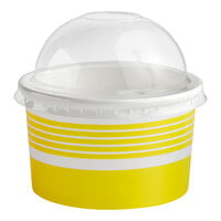 Choice 6 oz. Yellow Paper Frozen Yogurt / Food Cup with Dome Lid - 50/Pack