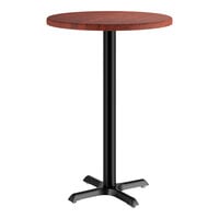 Lancaster Table & Seating 30" Round Thermo-Formed MDF Bar Height Table with Red Mahogany Finish