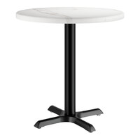 Lancaster Table & Seating 30" Round Thermo-Formed MDF Standard Height Table with White Marble Finish