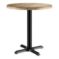 Lancaster Table & Seating 30" Round Thermo-Formed MDF Standard Height Table with Gray Wood Finish
