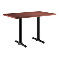 Lancaster Table & Seating 30" x 48" Rectangular Thermo-Formed MDF Standard Height Table with Red Mahogany Finish