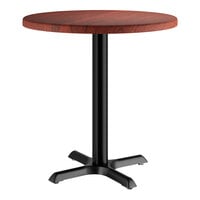 Lancaster Table & Seating 30" Round Thermo-Formed MDF Standard Height Table with Red Mahogany Finish