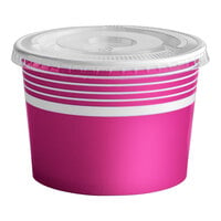 Choice 12 oz. Pink Paper Frozen Yogurt / Food Cup with Flat Lid - 50/Pack