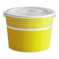Choice 12 oz. Yellow Paper Frozen Yogurt / Food Cup with Flat Lid - 50/Pack