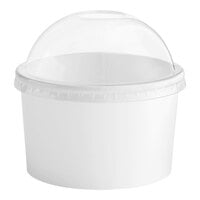 Choice 16 oz. White Paper Frozen Yogurt / Food Cup with Dome Lid - 50/Pack