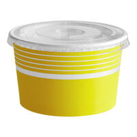 Choice 8 oz. Yellow Paper Frozen Yogurt / Food Cup with Flat Lid - 50/Pack