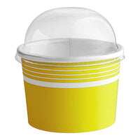 Choice 12 oz. Yellow Paper Frozen Yogurt / Food Cup with Dome Lid - 50/Pack