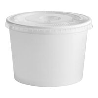 Choice 12 oz. White Paper Frozen Yogurt / Food Cup with Flat Lid - 50/Pack