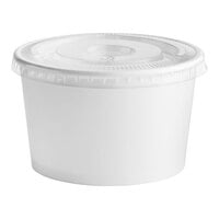 Choice 8 oz. White Paper Frozen Yogurt / Food Cup with Flat Lid - 50/Pack