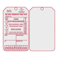 Accuform MGT210PTP Plastic Fire Extinguisher Tag with Recharge and Reinspection Record - 5 3/4" x 3 1/4" - 25/Pack
