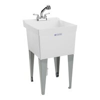 E.L. Mustee 19CFP UTILITUB 20" Thermoplastic Utility Laundry Tub Sink with Steel Legs and Faucet Kit