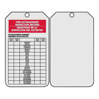 Accuform SBTRS217CTP Cardstock Fire Extinguisher Tag with English and Spanish Inspection Record - 5 3/4" x 3 1/4" - 25/Pack