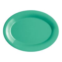 Acopa Foundations 12" x 8 7/8" Green Wide Rim Melamine Platter - 12/Pack