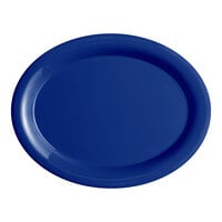 Acopa Foundations 13 1/4" x 10 1/4" Blue Wide Rim Melamine Platter - 12/Pack