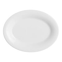 Acopa Foundations 9 1/2" x 7 1/4" White Wide Rim Melamine Platter - 12/Pack