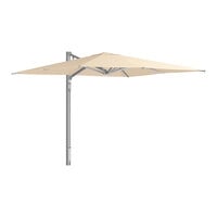 Lancaster Table & Seating 10' Square Sand Hydraulic Lift Silver Aluminum Cantilever Umbrella