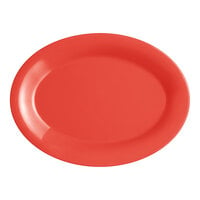 Acopa Foundations 12" x 8 7/8" Orange Wide Rim Melamine Platter - 12/Pack