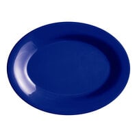Acopa Foundations 9 1/2" x 7 1/4" Blue Wide Rim Melamine Platter - 12/Pack