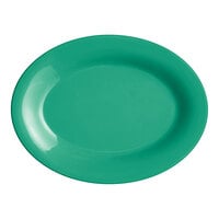 Acopa Foundations 9 1/2" x 7 1/4" Green Wide Rim Melamine Platter - 12/Pack