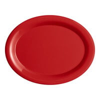 Acopa Foundations 13 1/4" x 10 1/4" Red Wide Rim Melamine Platter - 12/Pack
