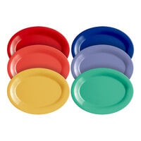 Acopa Foundations 12" x 8 7/8" Assorted Colors Wide Rim Melamine Platter - 72/Case