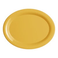 Acopa Foundations 13 1/4" x 10 1/4" Yellow Wide Rim Melamine Platter - 12/Pack
