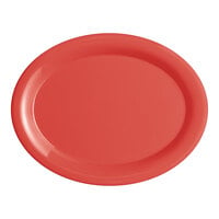 Acopa Foundations 13 1/4" x 10 1/4" Orange Wide Rim Melamine Platter - 12/Pack