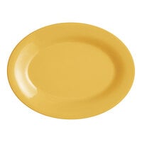 Acopa Foundations 9 1/2" x 7 1/4" Yellow Wide Rim Melamine Platter - 12/Pack