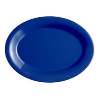 Acopa Foundations 12" x 8 7/8" Blue Wide Rim Melamine Platter - 12/Pack