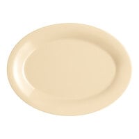 Acopa Foundations 12" x 8 7/8" Tan Wide Rim Melamine Platter - 12/Pack