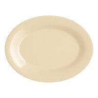 Acopa Foundations 9 1/2" x 7 1/4" Tan Wide Rim Melamine Platter - 12/Pack