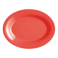 Acopa Foundations 9 1/2" x 7 1/4" Orange Wide Rim Melamine Platter - 12/Pack