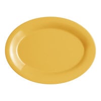Acopa Foundations 12" x 8 7/8" Yellow Wide Rim Melamine Platter - 12/Pack