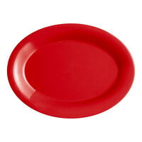 Acopa Foundations 12" x 8 7/8" Red Wide Rim Melamine Platter - 12/Pack
