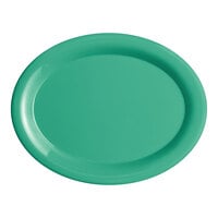 Acopa Foundations 13 1/4" x 10 1/4" Green Wide Rim Melamine Platter - 12/Pack