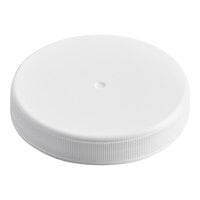 63/400 White Ribbed Plastic Cap with Foam Liner - 100/Pack