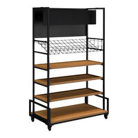 Rosseto Modulite Shelving Cart Kit with Bamboo Shelves, Wire Shelf, and Top Sign MC-BASIC