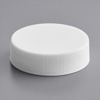 38/400 White Ribbed Continuous Thread Cap with Foam Liner - 100/Pack