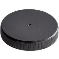63/400 Black Ribbed Plastic Cap with Foam Liner - 100/Pack