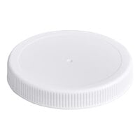 70/400 White Ribbed Plastic Cap with Foam Liner - 100/Pack