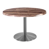 Holland Bar Stool EnduroTop 36" Round Rustic Indoor / Outdoor Standard Height Table with Stainless Steel Base