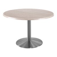 Holland Bar Stool EnduroTop 36" Round White Ash Indoor / Outdoor Standard Height Table with Stainless Steel Base