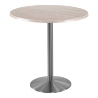 Holland Bar Stool EnduroTop 36" Round White Ash Indoor / Outdoor Bar Height Table with Stainless Steel Base