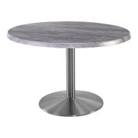 Holland Bar Stool EnduroTop 36" Round Greystone Indoor / Outdoor Standard Height Table with Stainless Steel Base