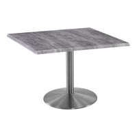 Holland Bar Stool EnduroTop 36" x 36" Square Greystone Indoor / Outdoor Standard Height Table with Stainless Steel Base