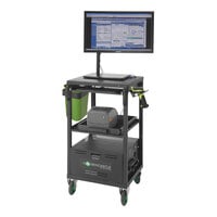 Newcastle Systems EC350 EcoCart 20 inch x 21 3/4 inch x 43 inch Black Compact Powered Mobile Work Station with Power Strip, Cord Holder, and Waste Basket - 40 Ah